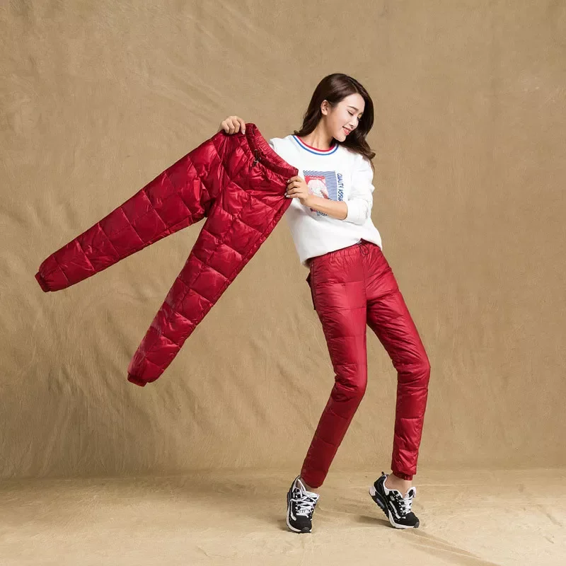 

Women Outdoor Thickness Elastic Waist Down Pants Winter Windproof Camping Climbing Skiing Female Hiking Trekking Trousers