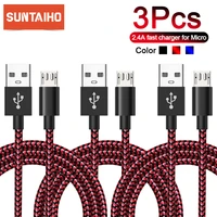 3pcs suntaiho micro usb cable for xiaomi redmi 7 note 5 fast charging data cable for samsung s7 s6 android mobile phone cord