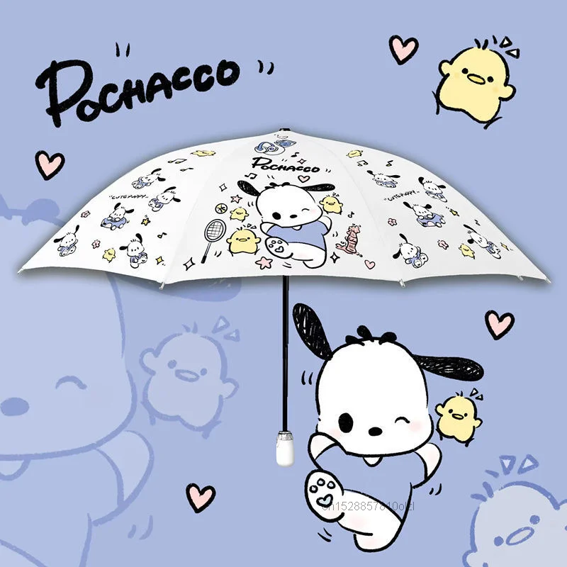 Дешево Милый семейный Зонт Sanrio Hello Kitty Melody, складной зонт с цифровой печатью, защита от УФ-лучей, Зонт от дождя