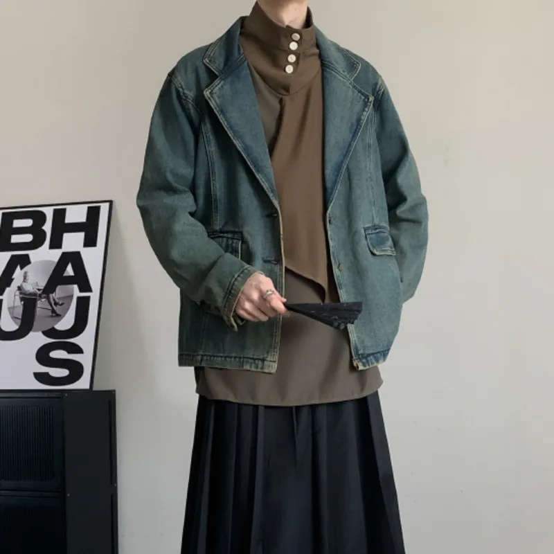 Новинка весна-осень от HKSH мужские винтажные джинсовые куртки с эффектом