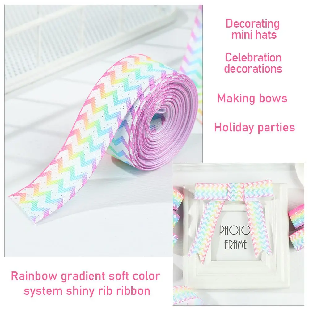 

Headdress Accessories Easter Series Handmade Rainbow Gradient Ribbons Gift Wrapping 25mm 5 Yards Packing Belt
