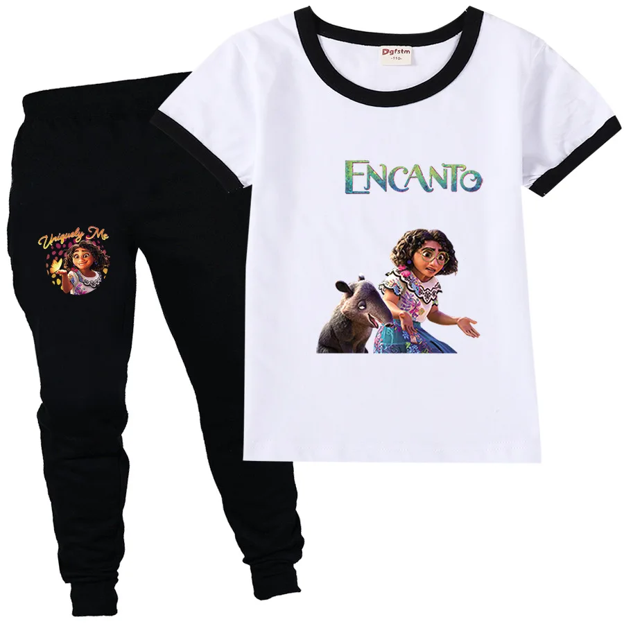 

2022 New Disney Encanto European and American Children's Suits In The Big Children's Short-Sleeved T-Shirt + Trousers 2-16Y