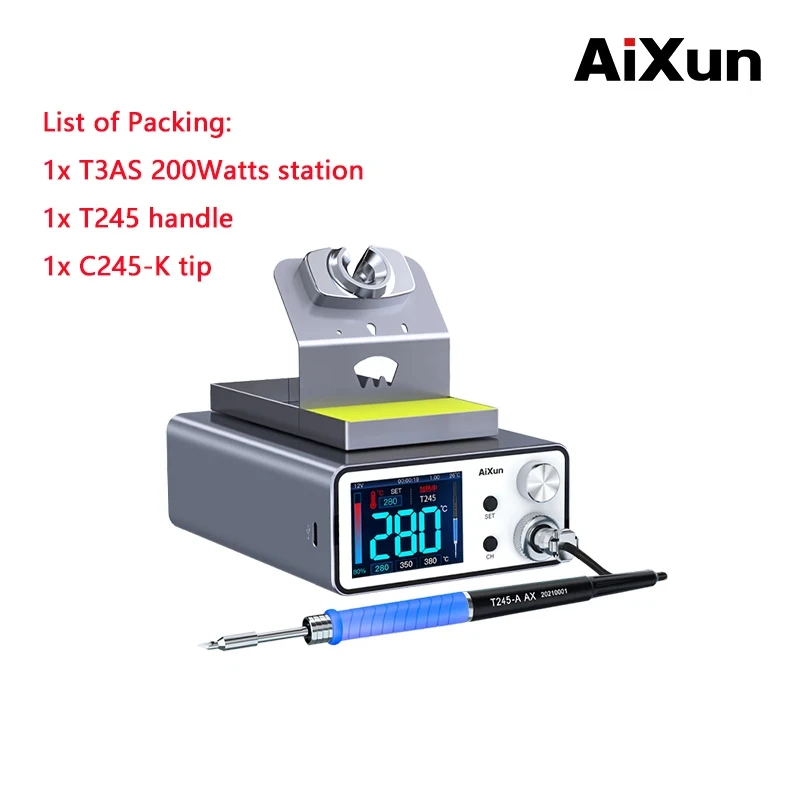 Фото Паяльная станция RR AIXUN 200 Вт T3AS T3B с электрической ручкой для паяльника T245 для мобильных устройств №3