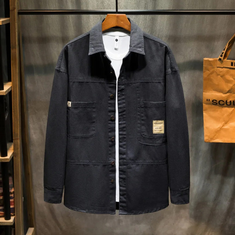 Джинсовая рубашка-куртка мужская весна и осень японский бренд прилива ретро