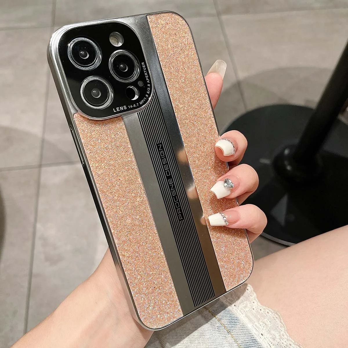 High Quality Luxury Frosted Plating Bling Diamond Covers For iPhone 14 13 Pro Max Shockproof Glitter Gem Phone Protective Case