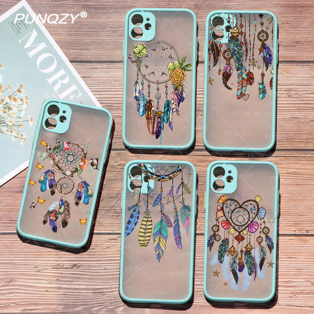 

Dream Catcher feather Phone Case For iPhone 14 pro max 13 Pro max 12 Mini 11 pro MAX XR X 6S 8 7 Plus Hard PC Silicone Cover