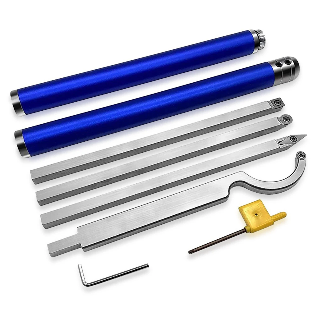 

8 Pieces Wood Turning Tools Set Woodworking High-speed Steel Grinding Deburring Bars Rougher Crafting Polishing with Wrench