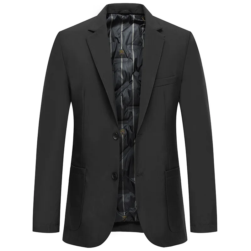 Autumn and winter new men's suit jacket fashion down inner warm casual suit men's solid color men's suit