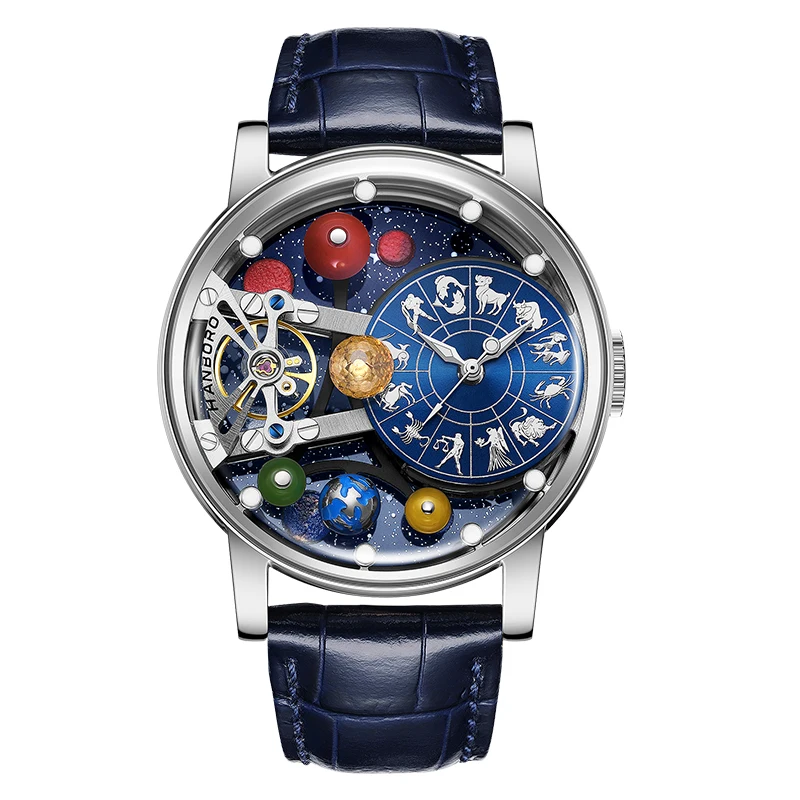 Мужские полностью автоматические механические часы HANBORO Celestial Series 12 Constellation с эффектом звездного неба и ночной подсветкой, трендовые (art.: 3920d80fc2798) - 3920d80fc2798