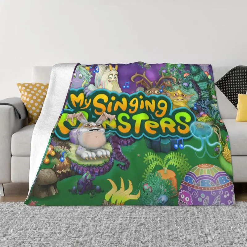 

My Singing Monsters Playground 3D Printed Blankets Breathable Soft Flannel Summer Throw Blanket for Sofa Office Bedding