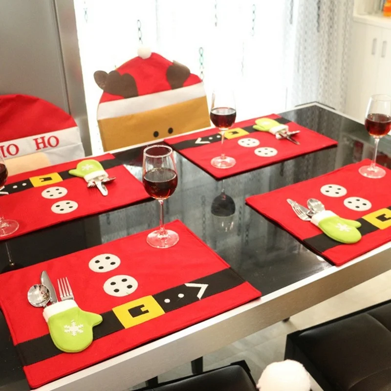 

Рождественские украшения, рождественские украшения для стола, новая модель, Рождественский коврик для ножа и вилки, рождественские предметы домашнего обихода.