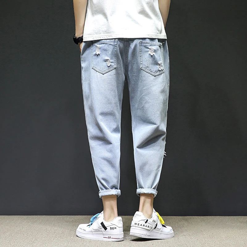 DEEPTOWN Ripped Jeans Loose Hole Denim Pants Men Distressed Washed Trousers Male Fashion Streetwear Hip Hop Casual Plus Size 5XL