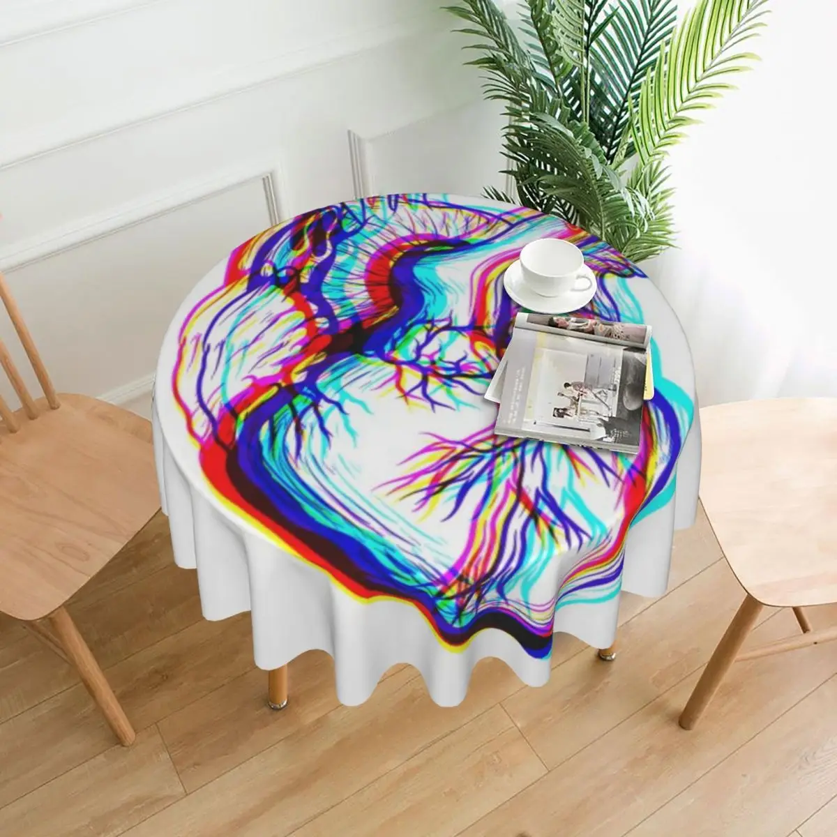 

Human Heart Tablecloth 60in Round 152cm Soft Protecting Table Festive Decor