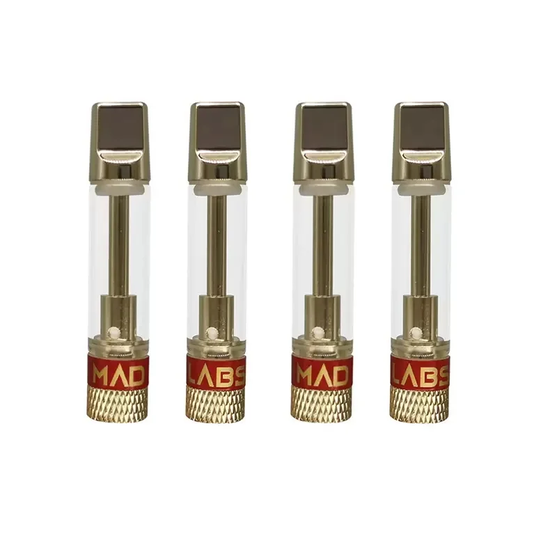 E Cigarette MAD LABS Vape Cartridges Gold Atomizer 0.8ml 510 Thread Ceramic Glass Thick Oil Dab Pen Wax Vaporizer Carts  50pcs