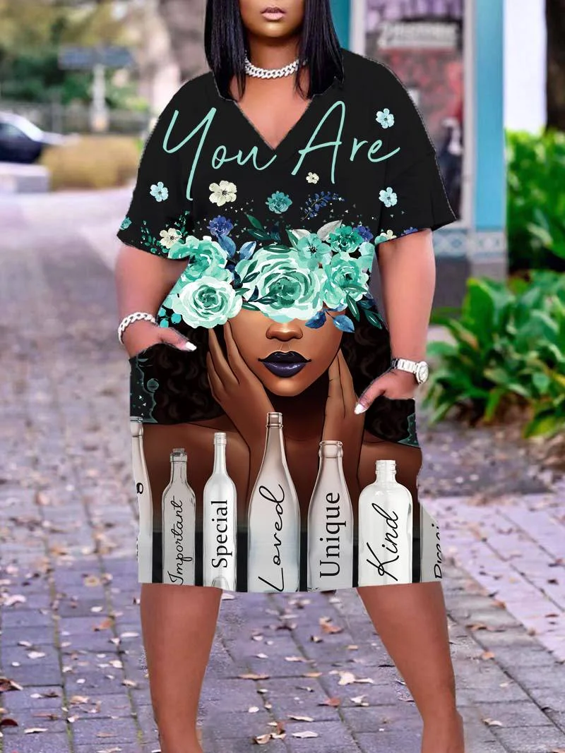 

Женское платье с коротким рукавом и V-образным вырезом, до колена