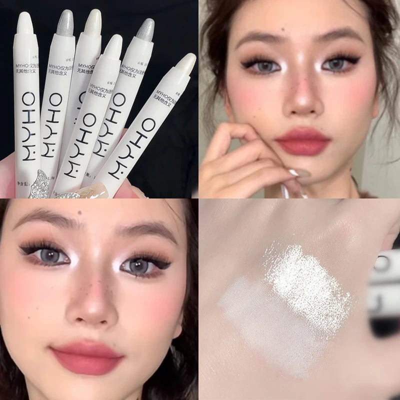 

Brightening Lying Silkworm Highlighter Pen Longlasting Waterproof Smooth Matte Pearlescent White Silver Eyeliner Eyeshadow Stick