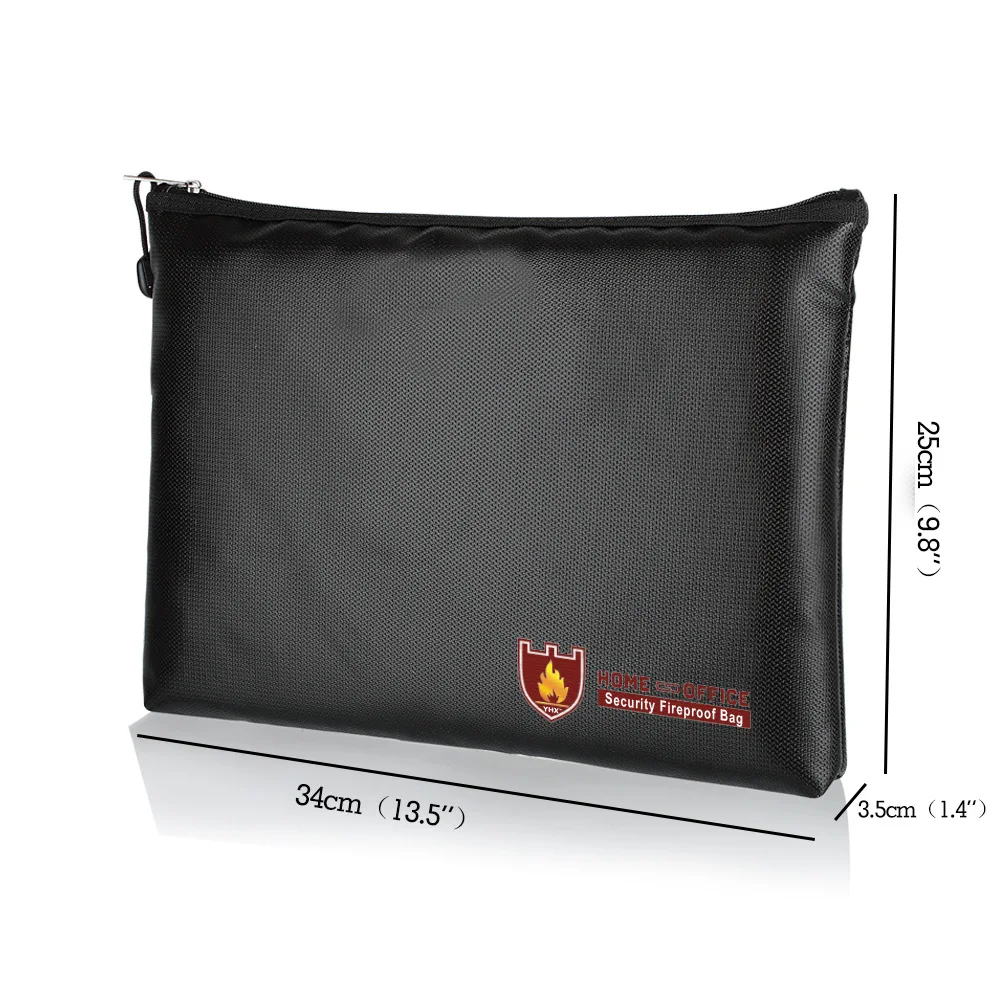 

Portable Fireproof & Waterproof Document Envelope File Folder Cash Pouch Fireproof Money Bag Lipo Safe Bag S/M/L