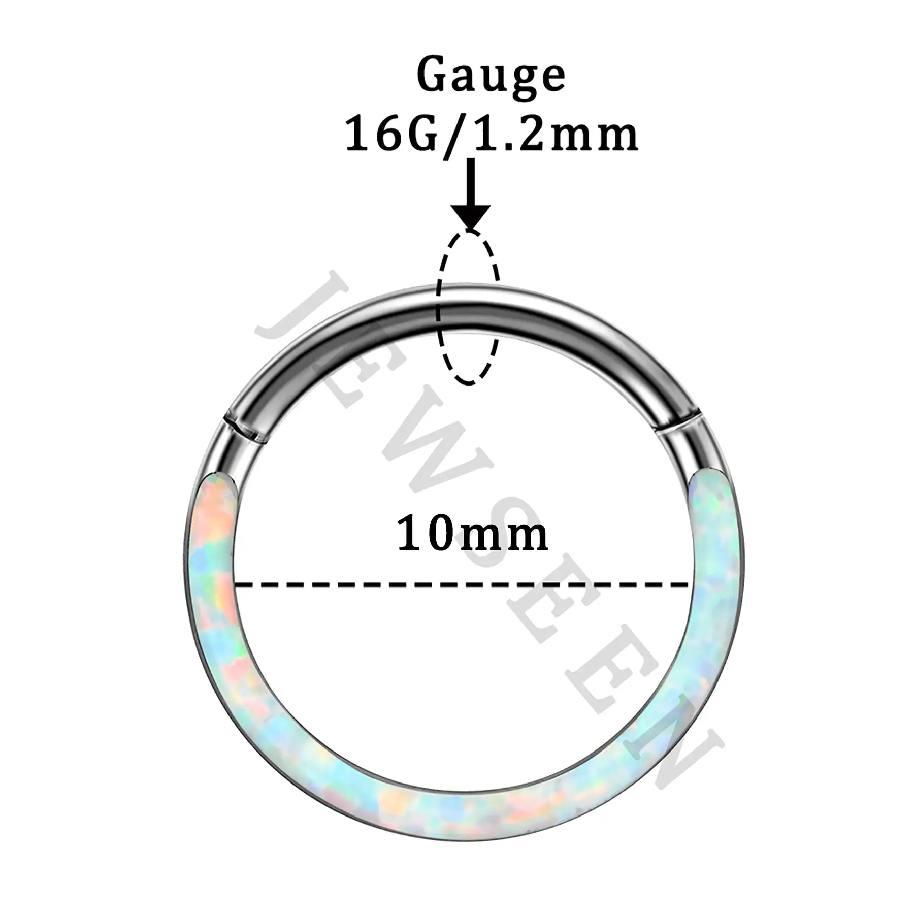 1.2x8/10/12mm Titanium Septum Round Opal Nose Rings Clicker Ear Cartilage Earrings Hoop Tragus Helix Lip Ring