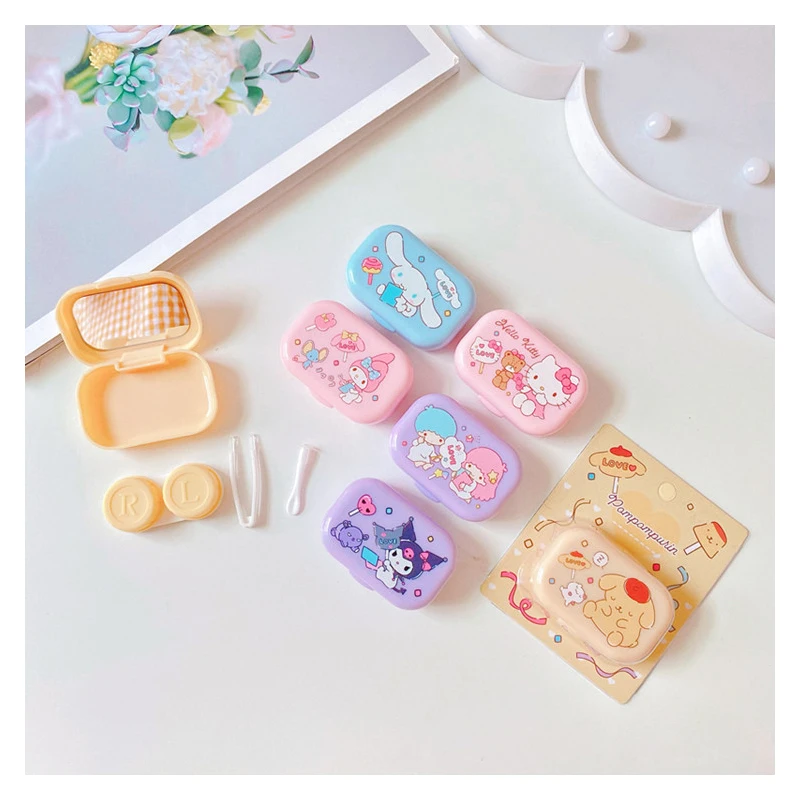 

Sanriosed Kawaii аниме Cinnamoroll Melody Kuromi мини Чехол для контактных линз набор для путешествий легко носить зеркальные линзы коробка контейнер подарок