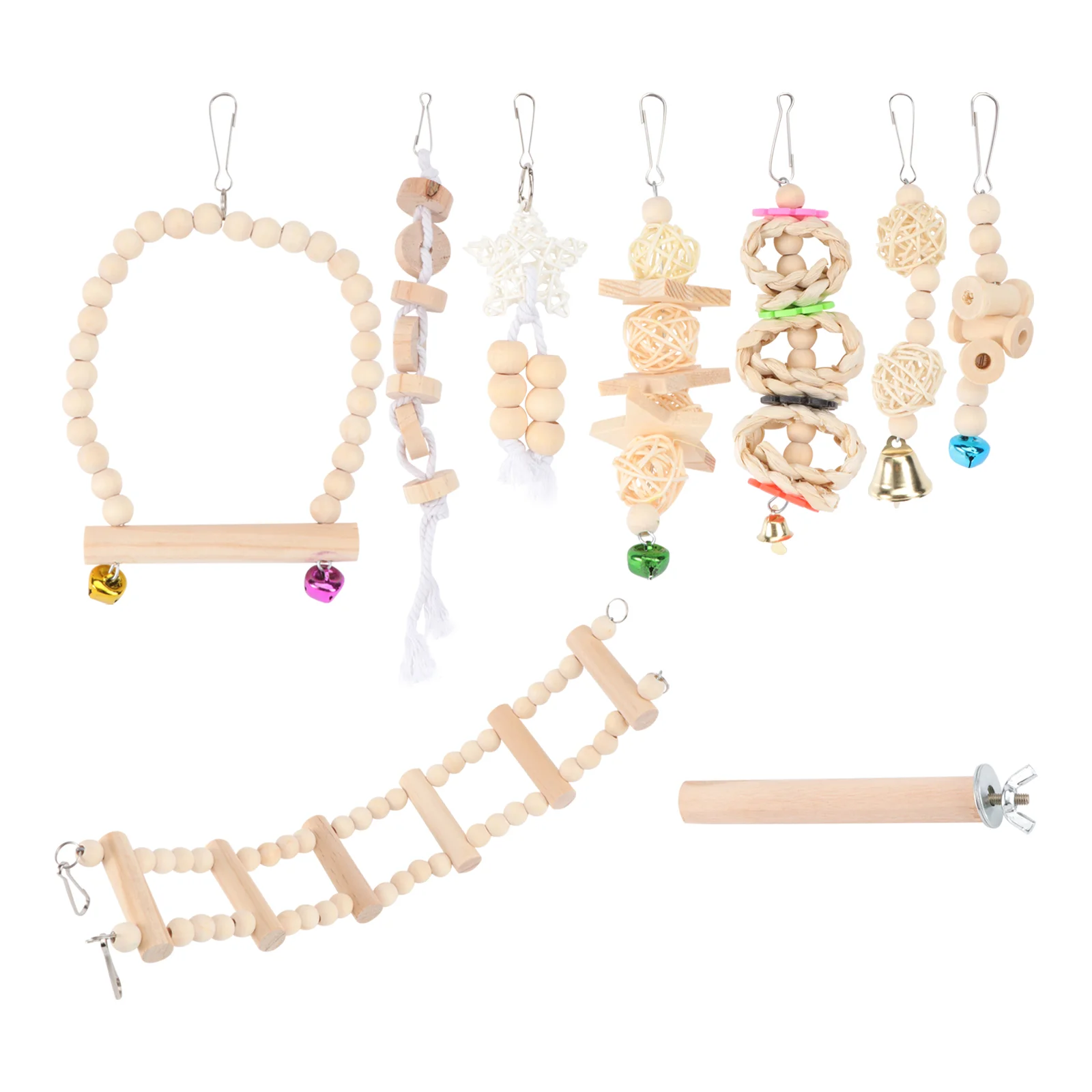 

Toy Bird Parrot Hanging Toys Swing Cage Plaything Drawbridge Biting Pethammock Bell Ladder Cockatiels Bells Wood Perches Ladders