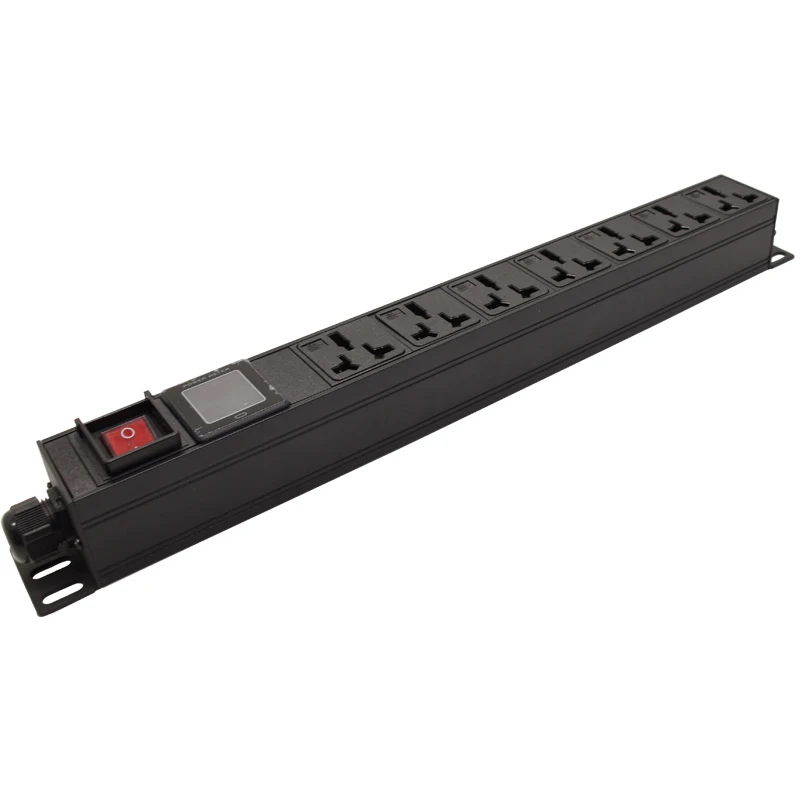 

3500W 16A ammeter LED switch Aluminum 7 AC Universal Outlets Power Strip Transfer interface Adapter PDU