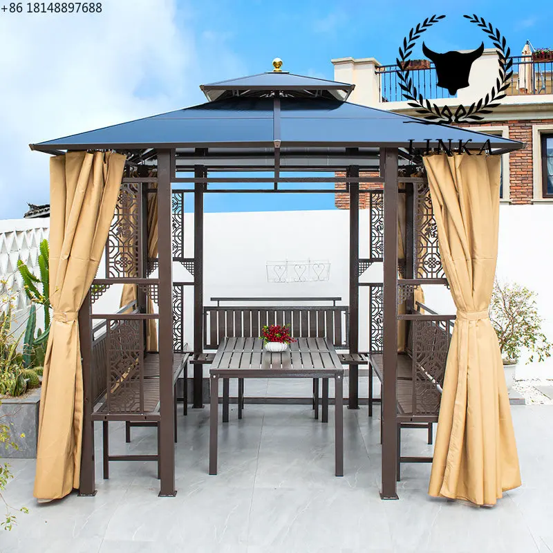 

Outdoor courtyard garden iron pavilion vill modern four pillar pavilion balcony rain proof simple mobile four corner