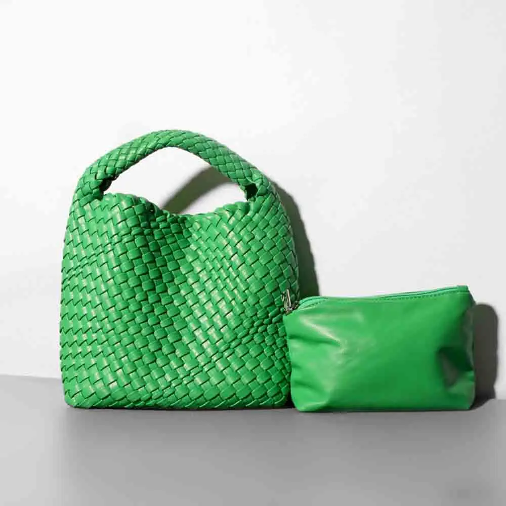

Fashionable Women Mini Tote Knitted Bag High Quality PU Leather Woven Shoulder Hobos Luxury Designer Bags Purses Handbags 2023
