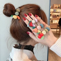 cute fruit elastic hair rubber band sweet pineapple strawberry hair accessories girl gemoetric ponytail scrunchies 2pcslot