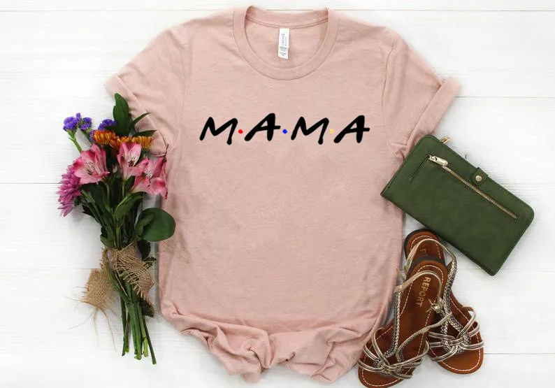 

Mama FRIENDS Mom maternity Mothers Day Gift shirt Fashion Short Sleeve Women Cotton Harajuku Graphic top emale O Neck Tshirt
