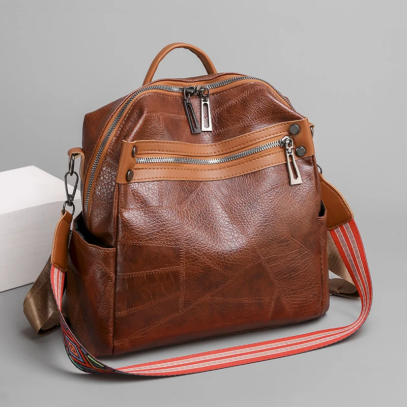 

Винтажный кожаный рюкзак для женщин, многофункциональные дизайнерские сумки на ремне, школьные ранцы для девочек-подростков