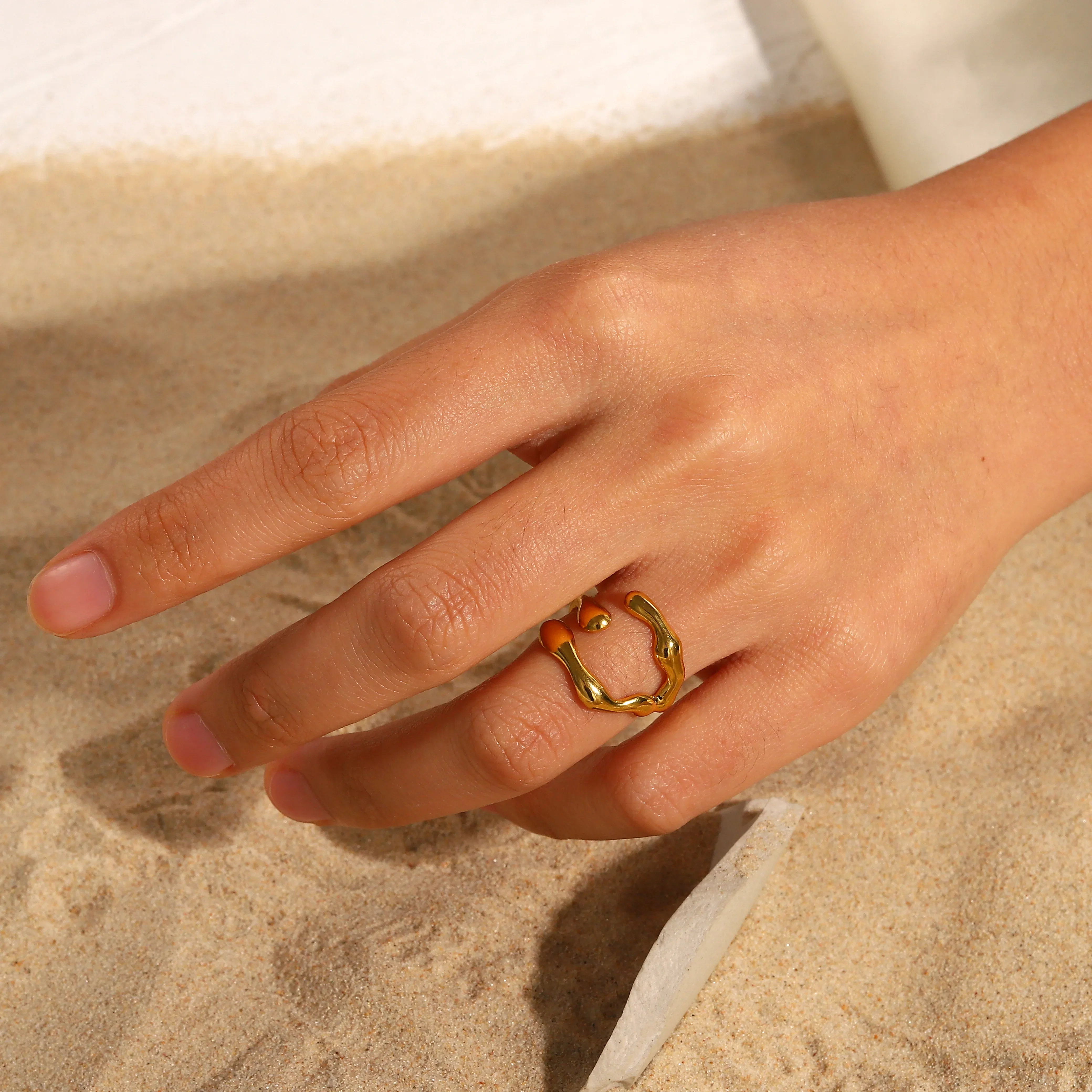 Yori New Stainless Steel Geometric Open Ring 18k Gold Plated Waterproof Metal Jewelry Accessories Party Gift