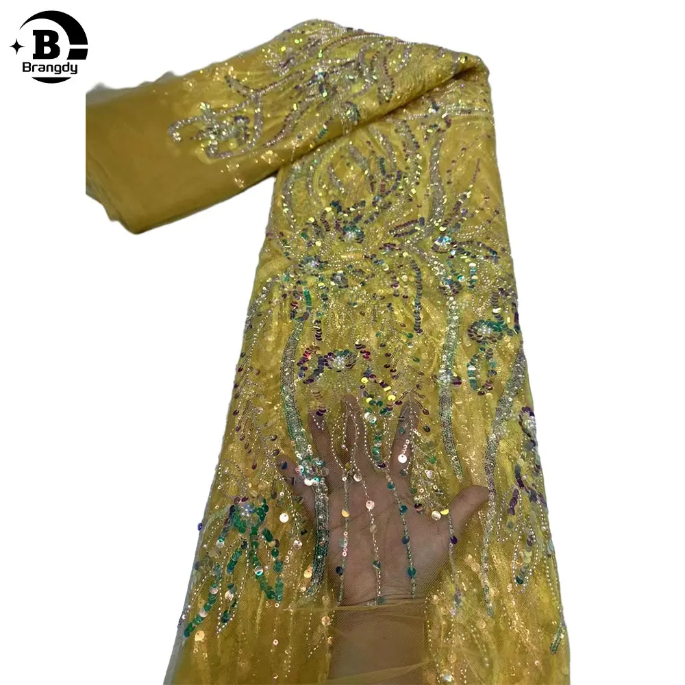 Африканская кружевная ткань 2024 Высококачественная для свадебного платья