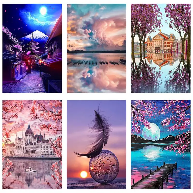 CHENISTORY алмазная живопись полный квадратный дом Пейзаж Вышивка крестиком Алмазная