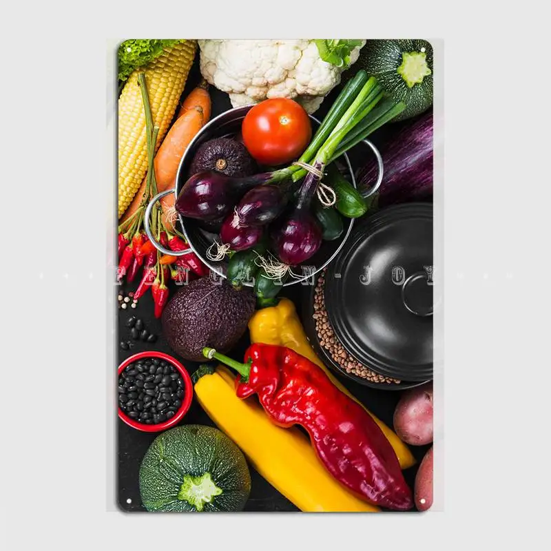 

Плакат с радужными овощами, металлический плакат для клувечерние, паба, гаража, декоративный плакат, оловянный плакат