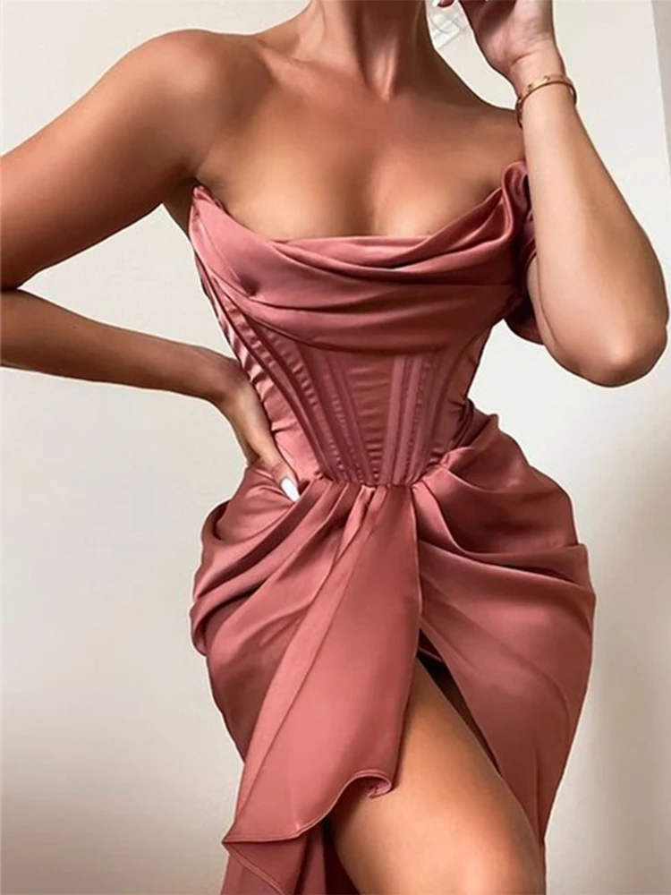 2023 летнее платье миди на одно плечо женское сексуальное Вечерние с открытыми
