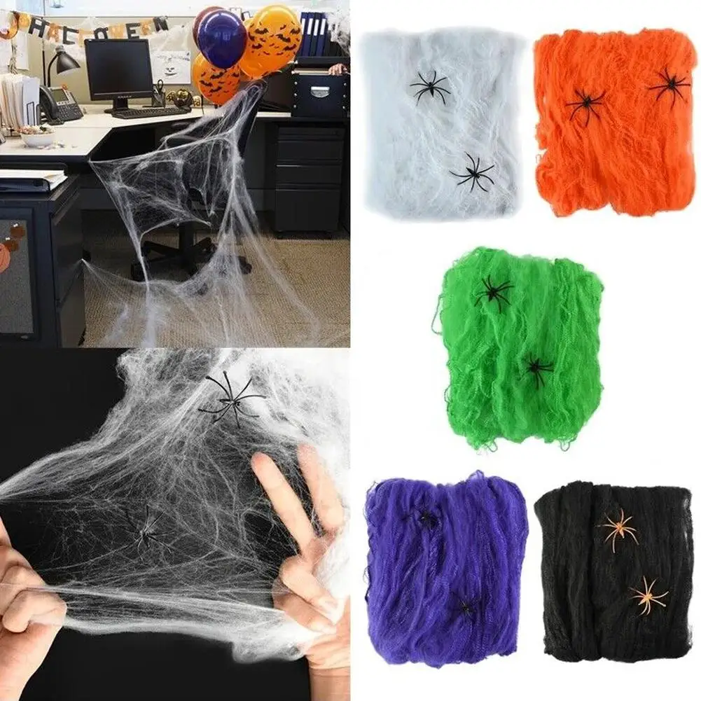

Halloween Decor Artificial Scary Spider Web White Stretch House Home Bar Decorations Halloween Cobwebs Haunted Horror Props V6W5