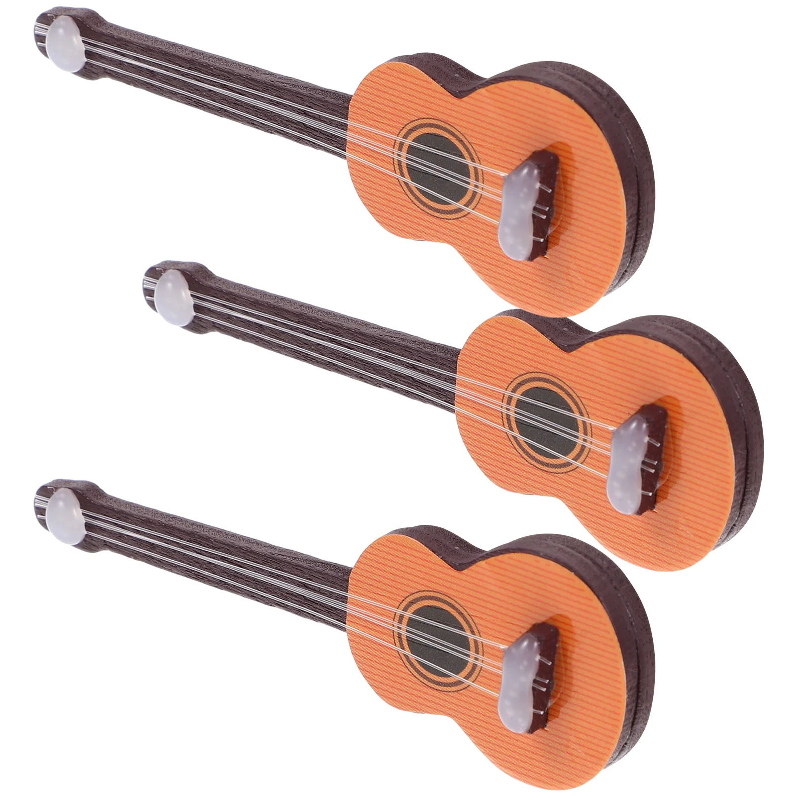 3 Pcs Miniature Guitar Worlds Tiniest Violin Keychain Toys Children House Decor Model DIY Adorn Wooden Small
