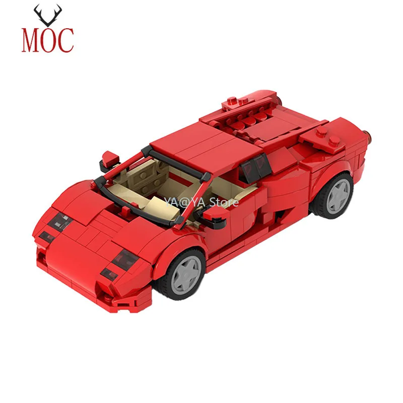

MOC Mini Supercar Diablo 6.0 Racing Car Building Blocks Kit LP5000 QV-Red Countach Hypercar Vehicle Toys For Children Xmas Gifts