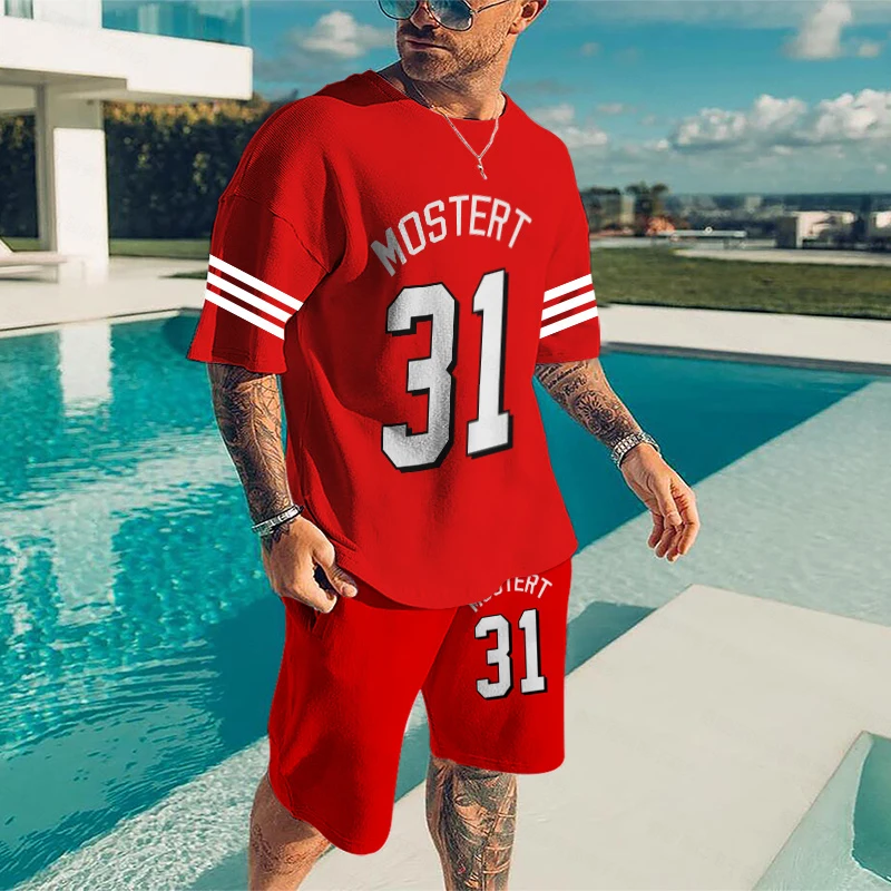 Summer 3d Figure Print Men Tracksuits Casual 2 Piece Set For Men Plus Size o Neck Men's t-Shirt Shorts Set Sleeve Jogger Outfits