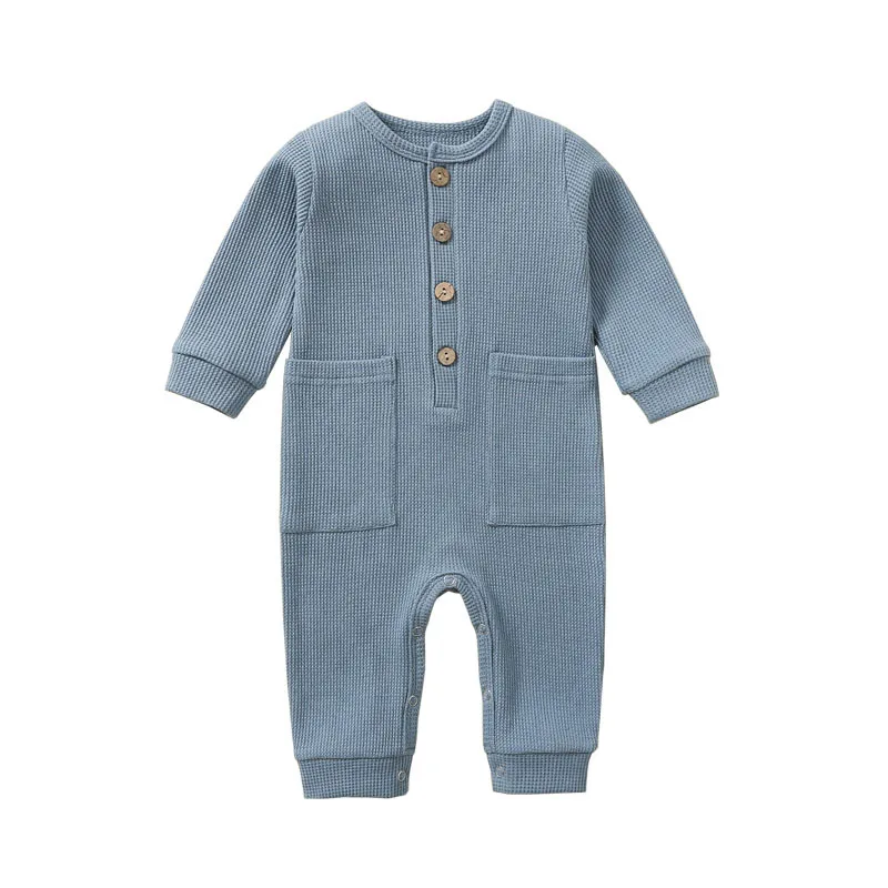 Baby Clothes 100% Cotton Thick Soft Ribstop Waffle Baby Romper Fashion Onepiece Jumper Macacão New Born Infantil Growings 0-12M