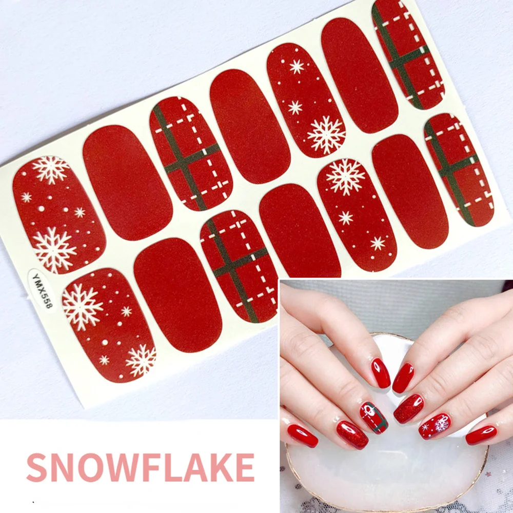 

14Stick Christmas Halloween Pumpkin Clown Full Stickers For Nail Art Decorations Santa Snowflake Nails Stickers DIY Nail Decals