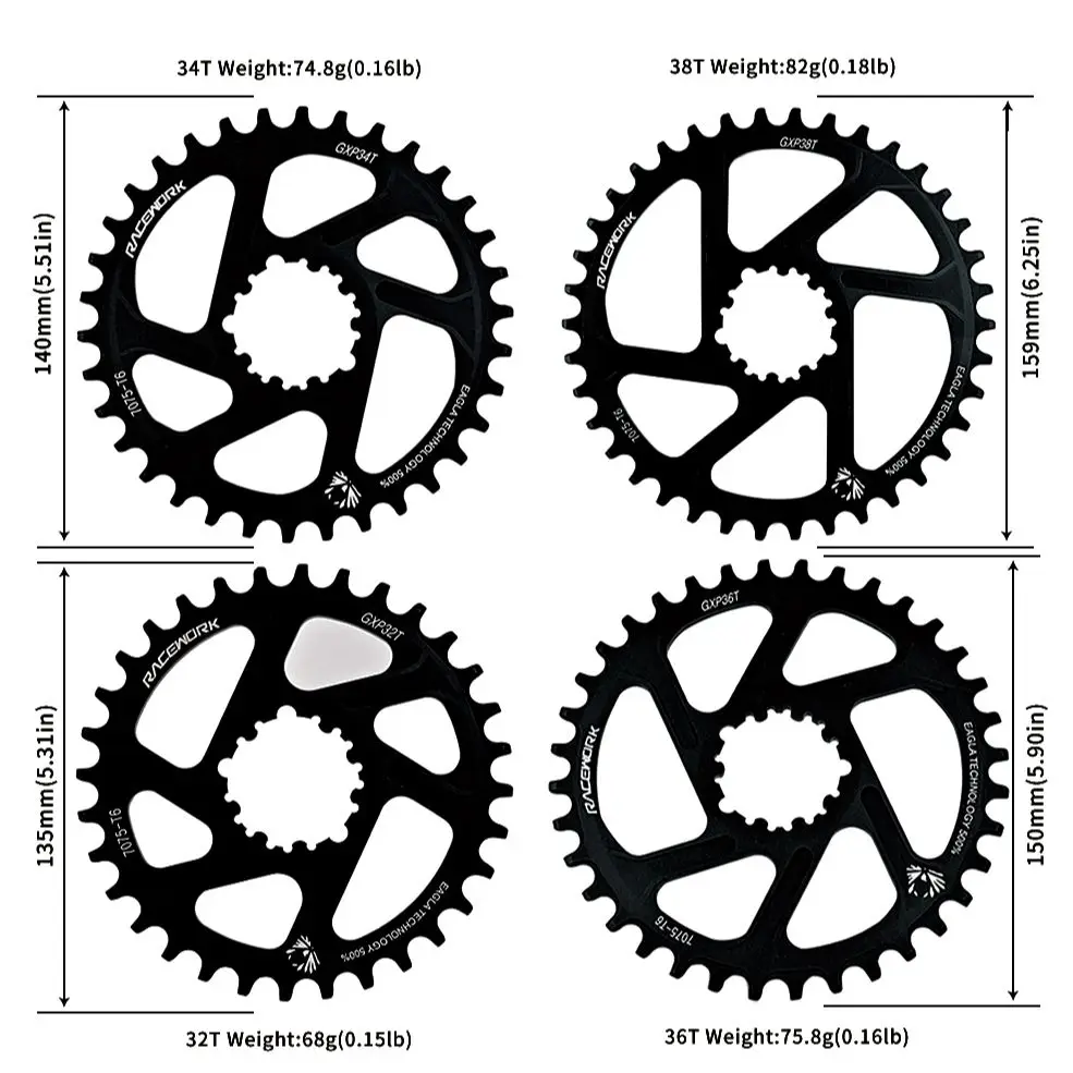 Цепь велосипедная RACEWORK GXP 170 мм с Горным велосипедом узкой шириной 32T 34T 36T 38T для XX1