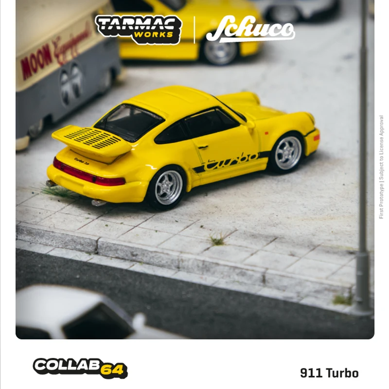 

TW в наличии 1:64 911 Turbo Yellow Diecast Коллекционная модель автомобиля, миниатюрные игрушки для машинок Tarmac Works