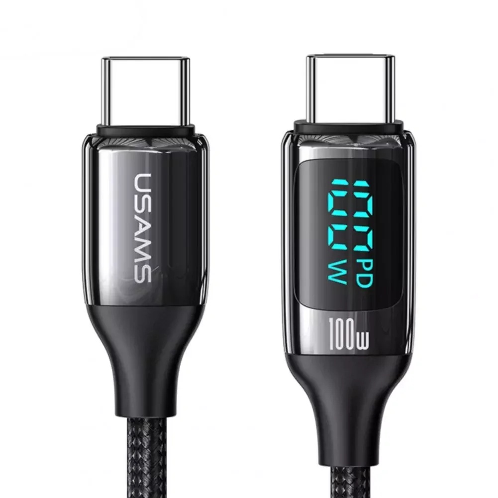 

120cm Data Cable Digital Display Zinc Alloy 100W PD Type-C Fast Charging Cord USB Data Cable Phone Accessories