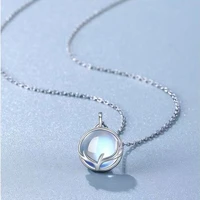 s925 sterling silver moonstone elk necklace female isn light luxury niche design clavicle chain jewelry