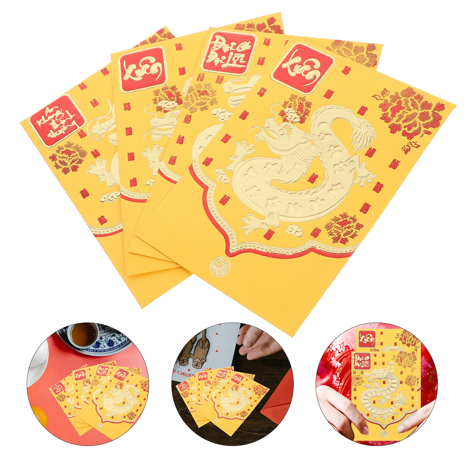 

Year Dragon Red Envelops Cash Envelopes Festival Money Pocket 2024 Luck Bag Paper New Lunar