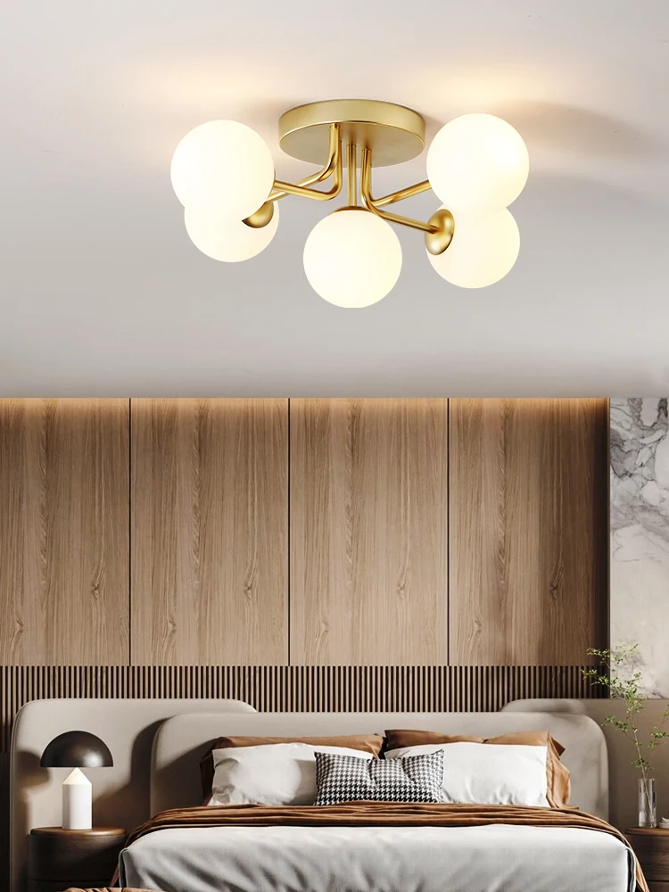 

Modern Glass Ceiling Lamp for Bedroom Livingroom Indoor Lighting Round Corrugated Lamp Shade Gold cloakroom Room Light Fixture