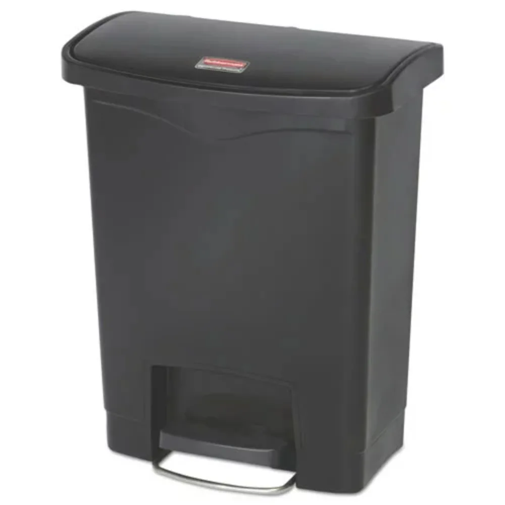 

Rubbermaid Commercial 1883609 Slim Jim 8-Gallon Front Step Style Resin Step-On Container - Black