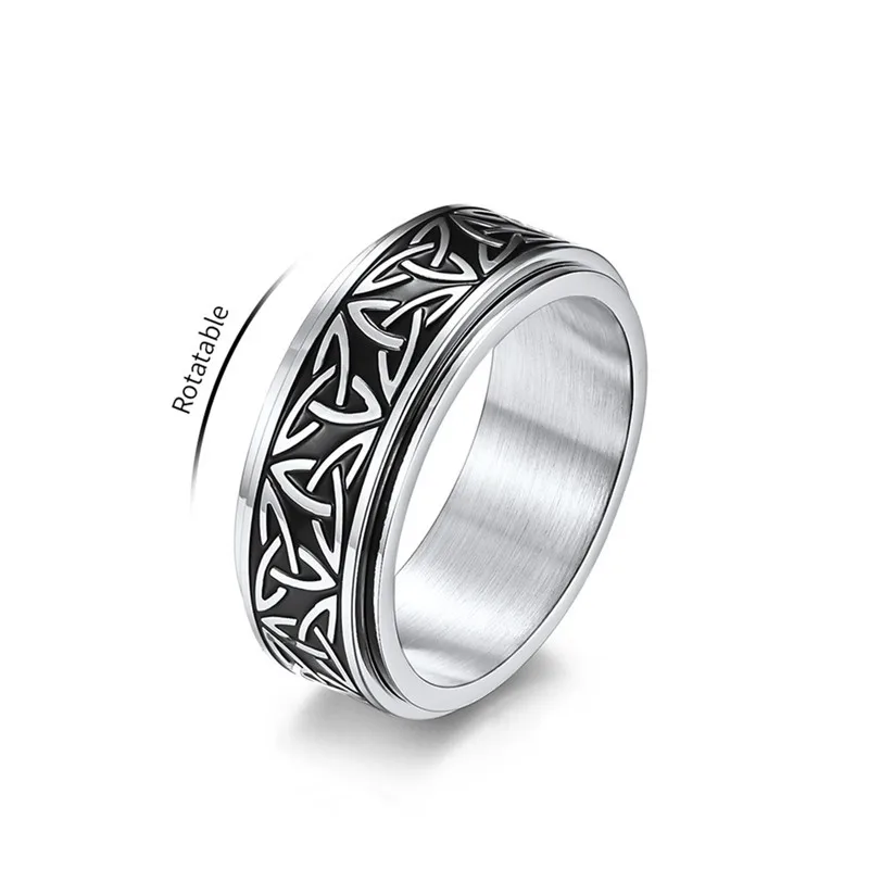

8mm Stainless Steel Celtics Knot Spinner Ring for Men Women Size 7-12
