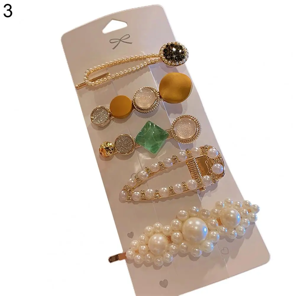 

Hair Barrette Elegant Lightweight Hair Accessories Bling Rhinestone Imitation Pearl Hair Clip Hair Clip for Dating